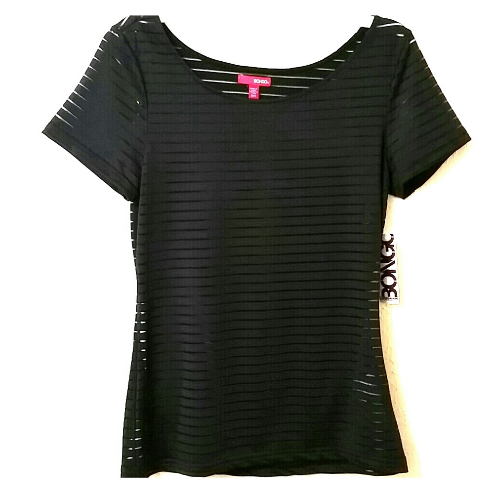 NWT Bongo sheer shadow stripe black tee shirt top
